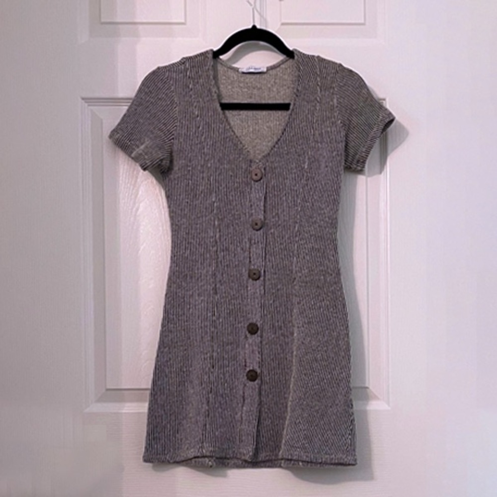 Zara Black+White Striped Mini Dress Size Small